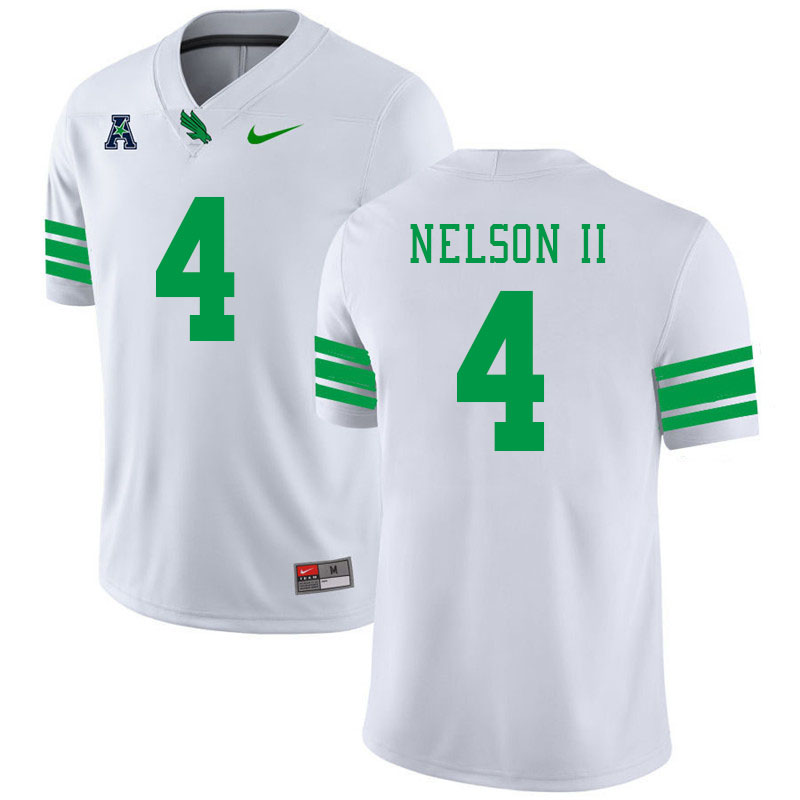 #4 Brian Nelson II North Texas Mean Green College Football Jerseys Stitched-White